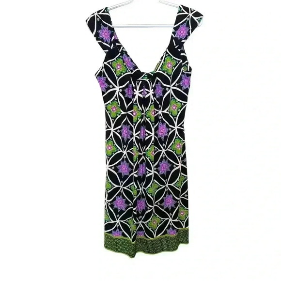 Maggy London summer dress, purple and  green, jersey knit, lightweight - Picture 4 of 9